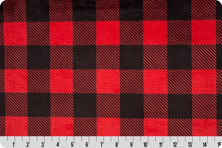 Buffalo Check Minky Fabric Red Black - Shannon Cuddle Minky Red Black Buffalo Check - Buffalo Check Red Black Shannon Minky Fabric
