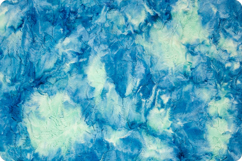 Blue Glow Sorbet Minky - Shannon Luxe Cuddle Minky Blue Glow Sorbet Minky Green Blue - Tie-Dye Minky Shannon Blue Glow Sorbet Minky Fabric