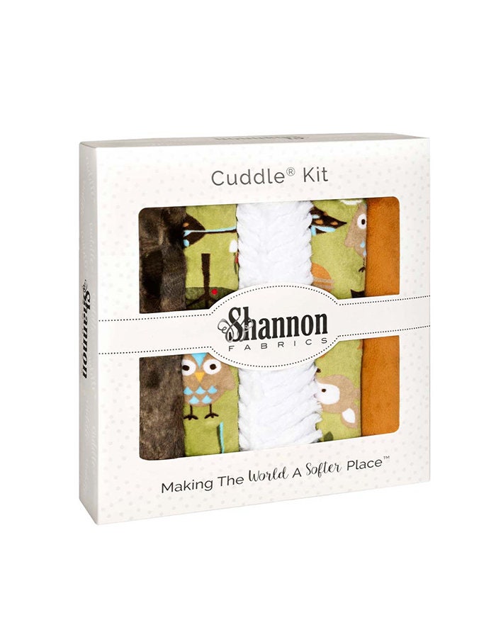 WOODLAND QUILT KIT - Shannon Fab5 Kit - 38"x58" Woodland Fab 5 Kit - Woodland Rustic Blanket Kit Green Brown Minky Blanket Kit Woodland