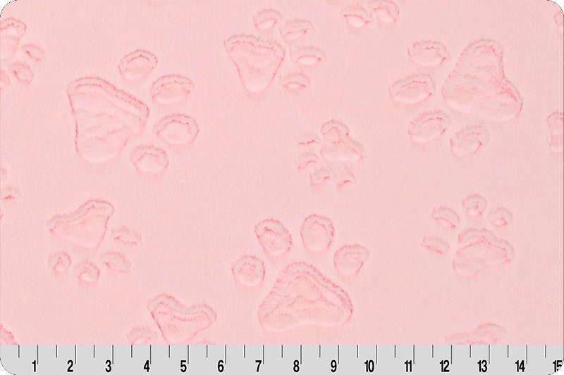 Luxe Paws Minky - Blush Shannon Luxe Cuddle Minky Embossed Paws in Blush Pink - SOLD IN 1/2 YARD INCREMENTS!