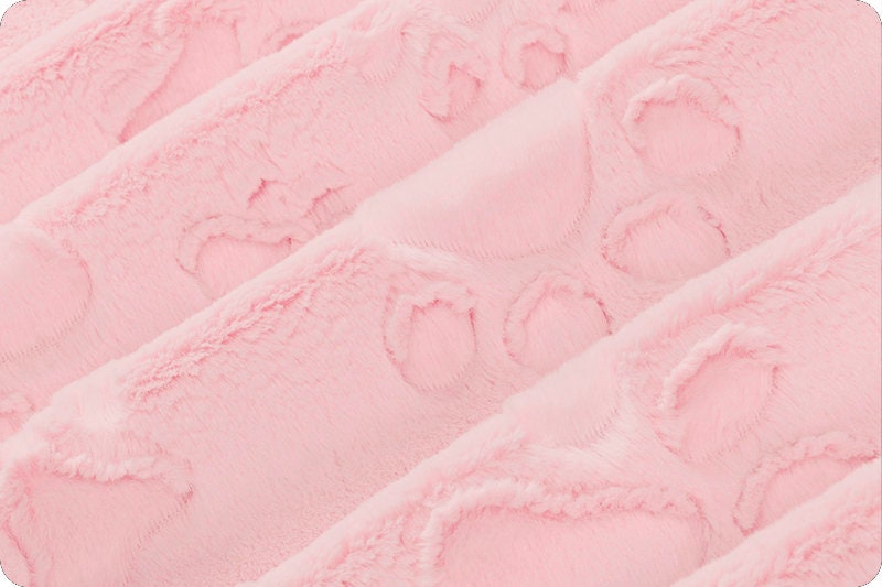 Luxe Paws Minky - Blush Shannon Luxe Cuddle Minky Embossed Paws in Blush Pink - SOLD IN 1/2 YARD INCREMENTS!