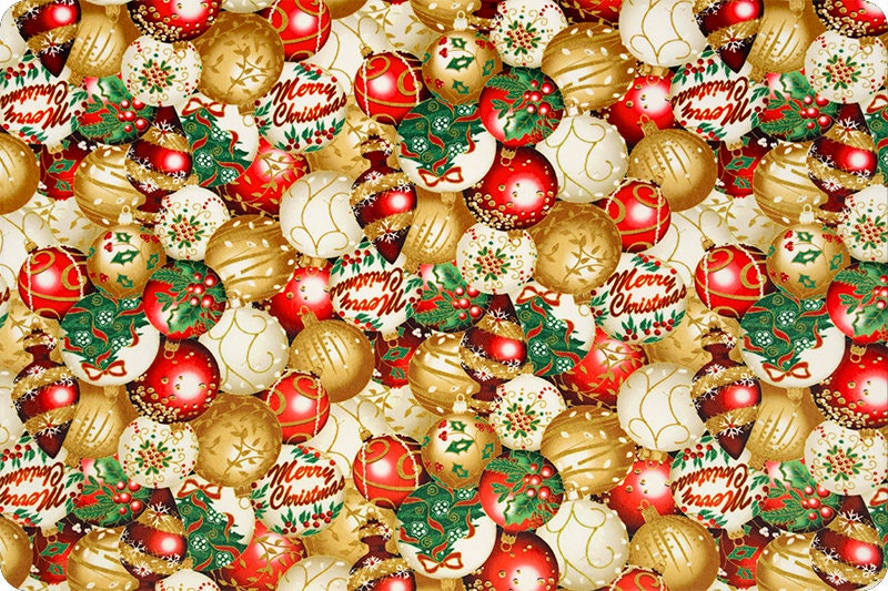 HOLIDAY ORNAMENTS Minky Gold - Hoffman of California Minky - Christmas Minky - Shannon Minky Christmas - Holiday Ornaments Fabric Digital