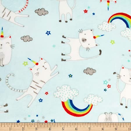 CATICORN MINKY - Cat Unicorn Minky - Aqua Shannon Cuddle Minky - Saltwater Minky Catocorn Minky - Shannon Baby Kids Cuddle Minky