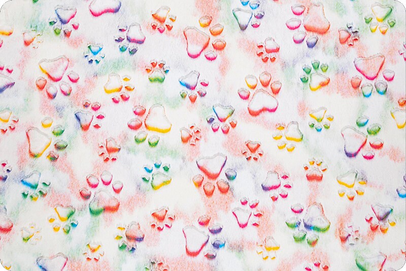 LUXE RAINBOW PAWS Vibrant - Rainbow Paws Vibrant Shannon Luxe Cuddle Minky Rainbow Paws - Shannon Luxe Cuddle Embossed Paws Rainbow Vibrant
