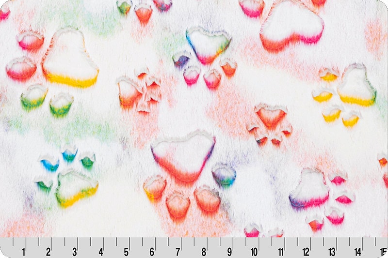 LUXE RAINBOW PAWS Vibrant - Rainbow Paws Vibrant Shannon Luxe Cuddle Minky Rainbow Paws - Shannon Luxe Cuddle Embossed Paws Rainbow Vibrant