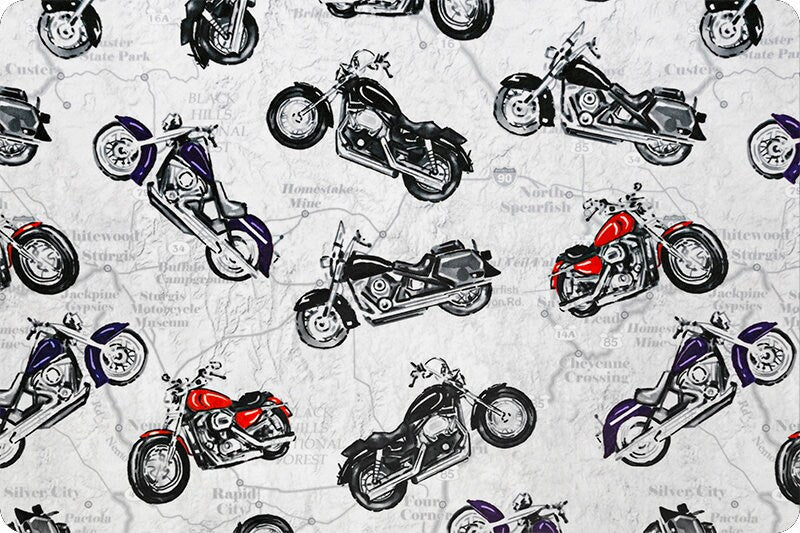 EASY RIDER MOTORCYCLE Minky Chrome - Motorcycle Shannon Cuddle Minky Easy Rider Minky Easy Rider Minky Print Motorcycle Minky
