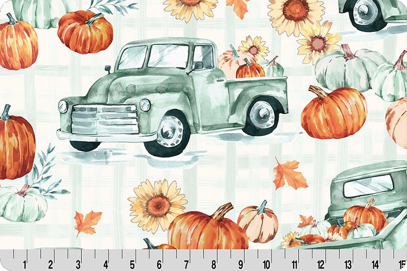 PUMPKIN TRUCK MINKY - Autumn Pumpkin Shannon Cuddle Minky Pumpkin Truck Minky Pumpkin Minky Print Thanksgiving Print Minky Rustic Truck