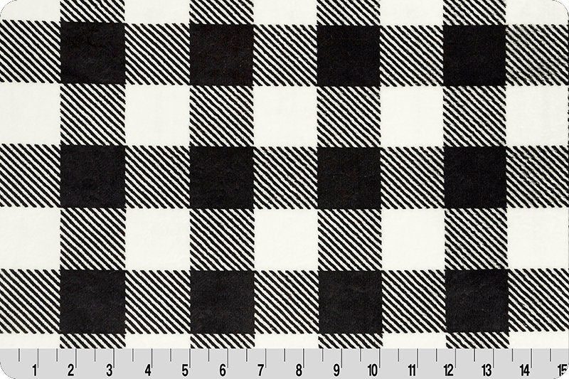 BUFFALO CHECK Black White Minky - Shannon Cuddle Minky Black White Buffalo Check - Black Buffalo Check Black White Shannon Minky Fabric