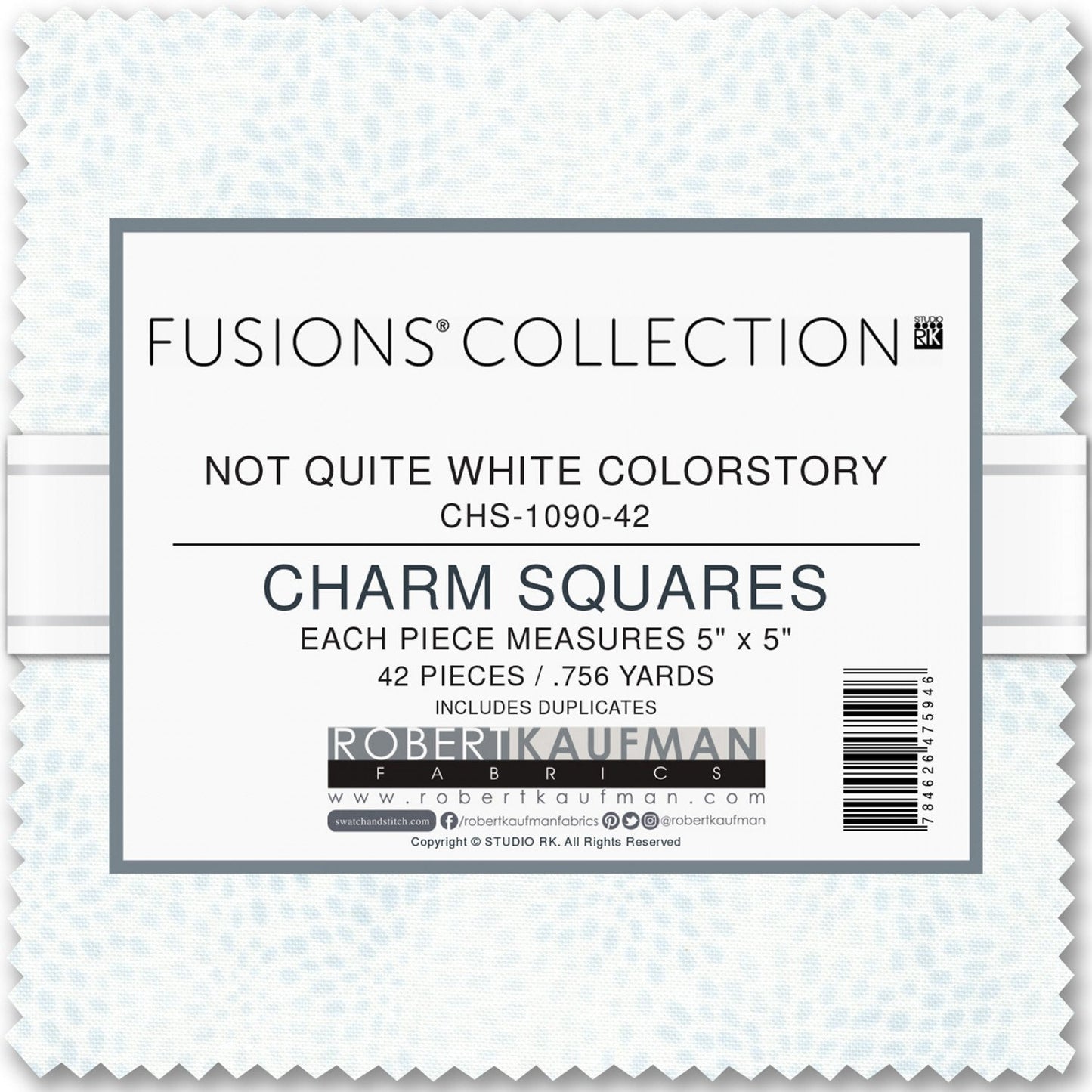 NOT QUITE WHITE 5" Charm Squares (42) - Robert Kaufman Fusions Collection - 42 5-inch Squares - Complete collection - Ready to ship today!!!