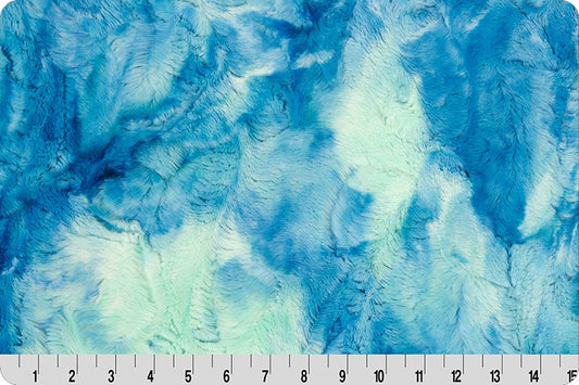 Blue Glow Sorbet Minky - Shannon Luxe Cuddle Minky Blue Glow Sorbet Minky Green Blue - Tie-Dye Minky Shannon Blue Glow Sorbet Minky Fabric