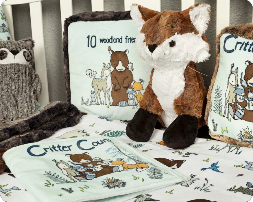 FOREST BOOK & BLANKET Kit - Shannon Read To Me Forest  40" x 28" Blanket plus Minky Book 9" x 9" - Soft Minky Book + Blanket Kit