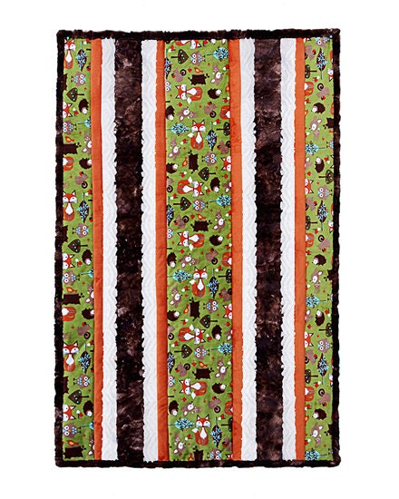 WOODLAND QUILT KIT - Shannon Fab5 Kit - 38"x58" Woodland Fab 5 Kit - Woodland Rustic Blanket Kit Green Brown Minky Blanket Kit Woodland