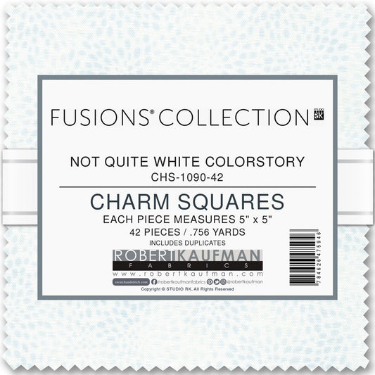 NOT QUITE WHITE 5" Charm Squares (42) - Robert Kaufman Fusions Collection - 42 5-inch Squares - Complete collection - Ready to ship today!!!