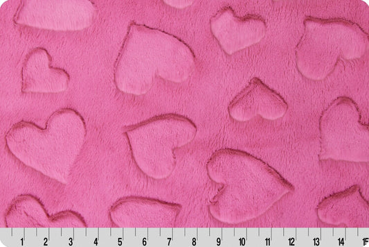LUXE FUCHSIA HEARTS Minky - Fuchsia Hearts Minky - Fuchsia Shannon Cuddle Embossed Heart Minky - Luxe Fuchsia Minky Hearts - Heart Cuddle